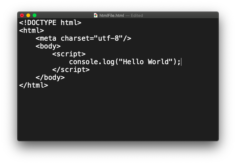 Image of a basic html file with a script tag